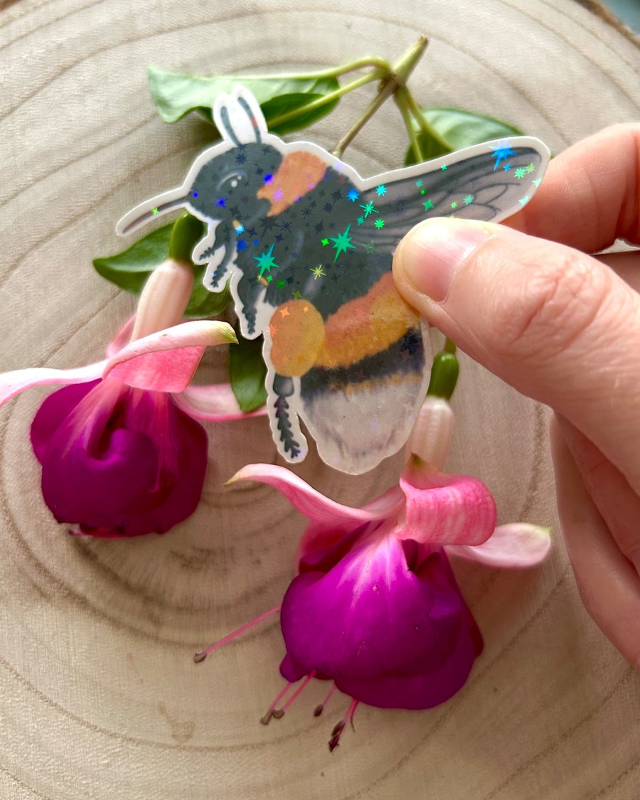 Adorable Glittery Bee Vinyl Sticker 