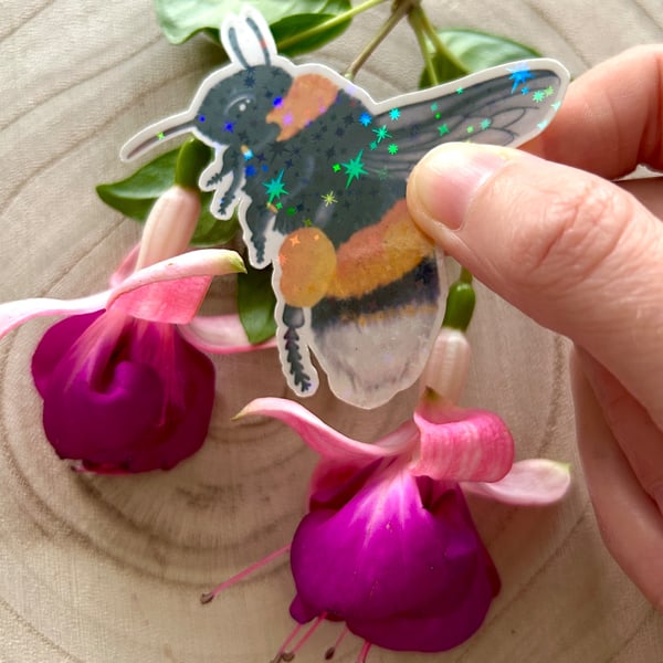 Adorable Glittery Bee Vinyl Sticker 