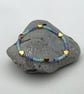 Beaded bracelet stackable blue beads with gold charms 