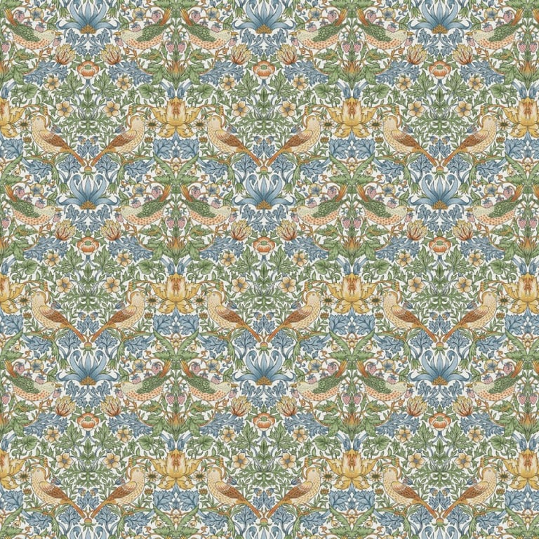 William Morris Strawberry Thief Tablecloth. Sky Blue   200 x 135cm COTTON