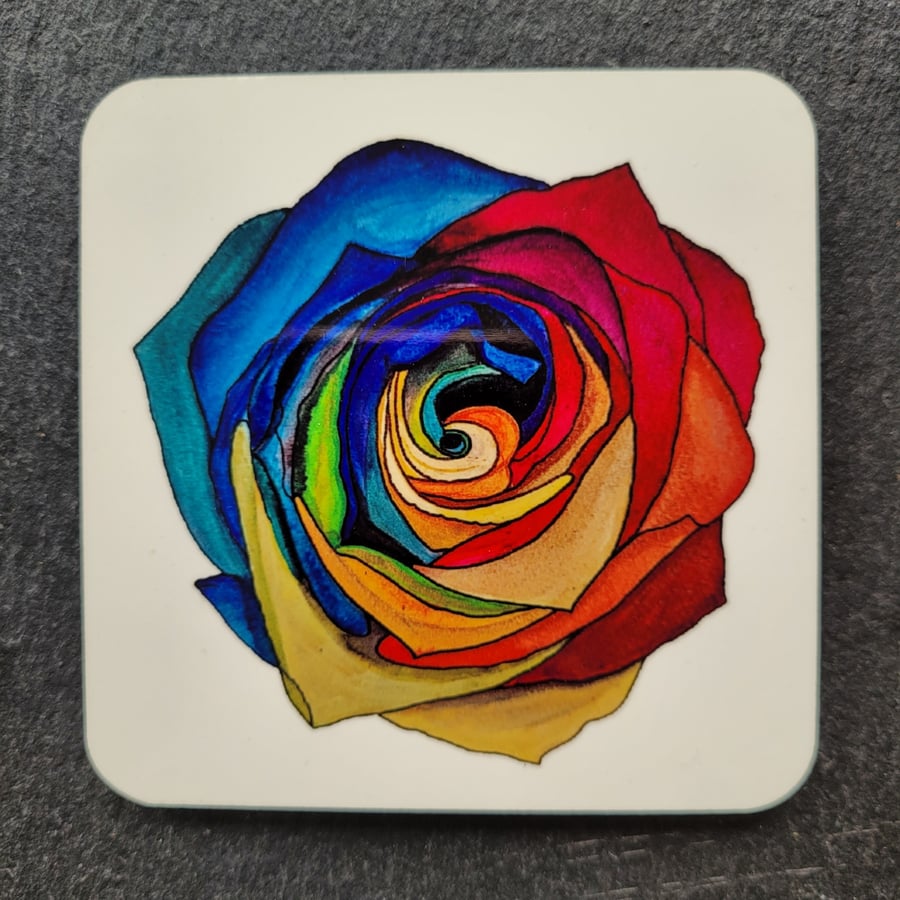 Rainbow Rose Coaster 