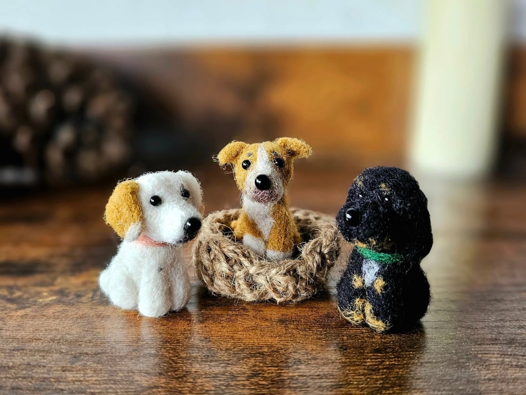 Custom needle felted dog mini model.