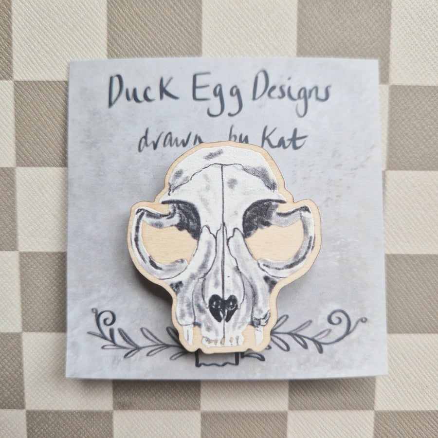 Cat Skull Pin Badge