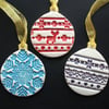 Scandinavian style Ceramic Christmas decorations set of three
