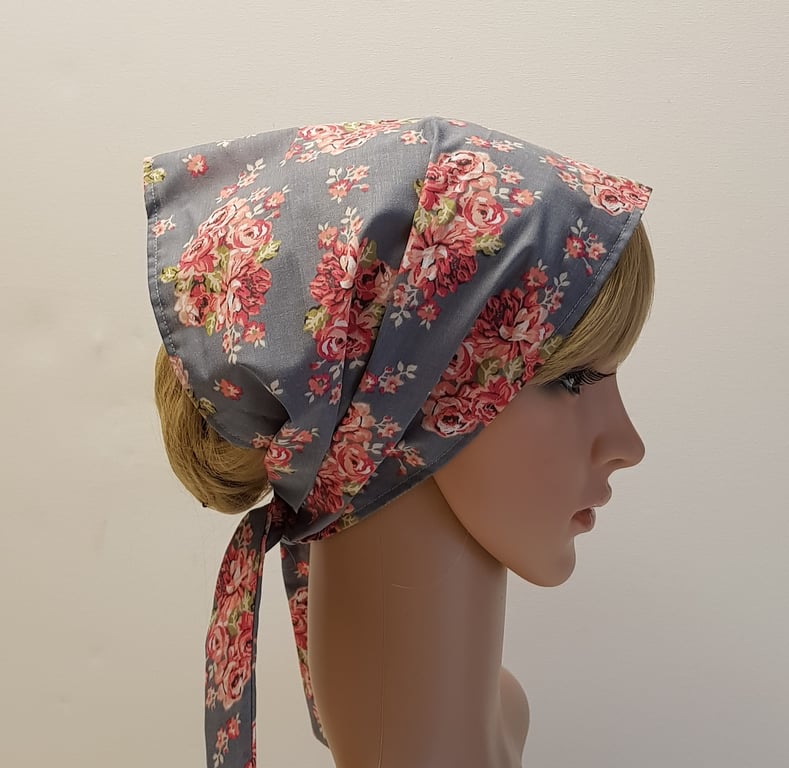 Hair covering for women, wide lightweight head scarf, floral head covering