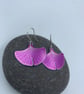 Pink aluminium ginkgo leaf earrings