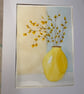Hand painted watercolour Buds in a Yellow Vase.