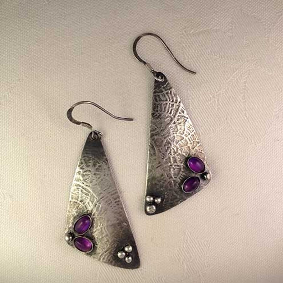 Silver and Amethyst Sail earrings