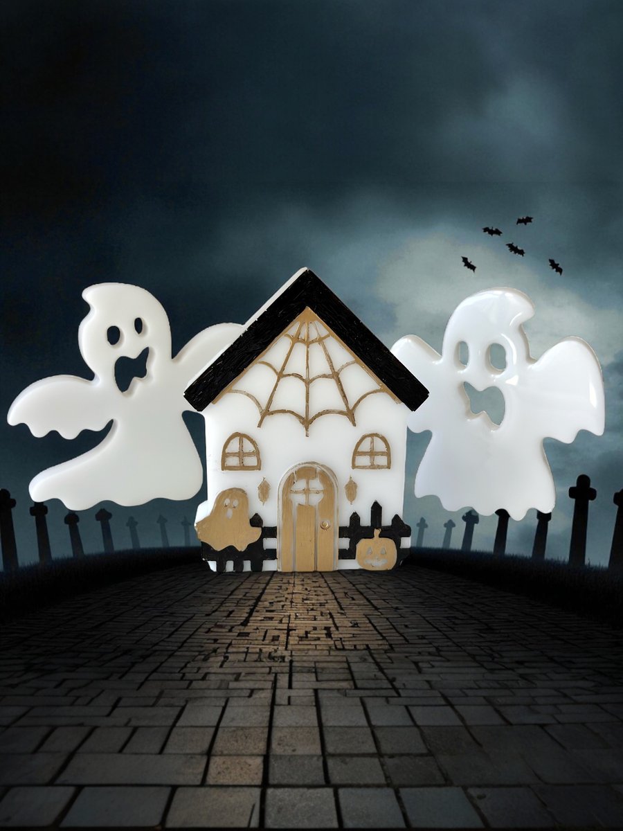 Halloween Home decoration Cute ghost ornament Resin tabletop decor Spooky season