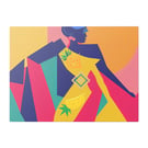 Art Deco Style Woman Adorned With Pineapples & Cherries Glass Chopping Board