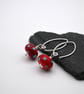 red and blue polka dot lampwork glass earrings - Image 2