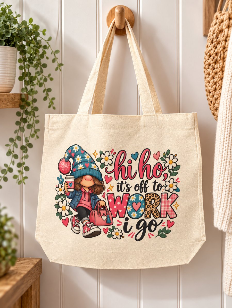 Hi Ho, It's Off to Work I Go Tote Bag – Fun Work Bag with Zip