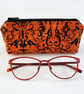 Orange Gothic Fabric Glasses Case - Zipped Spectacle And Sunglasses Pouch