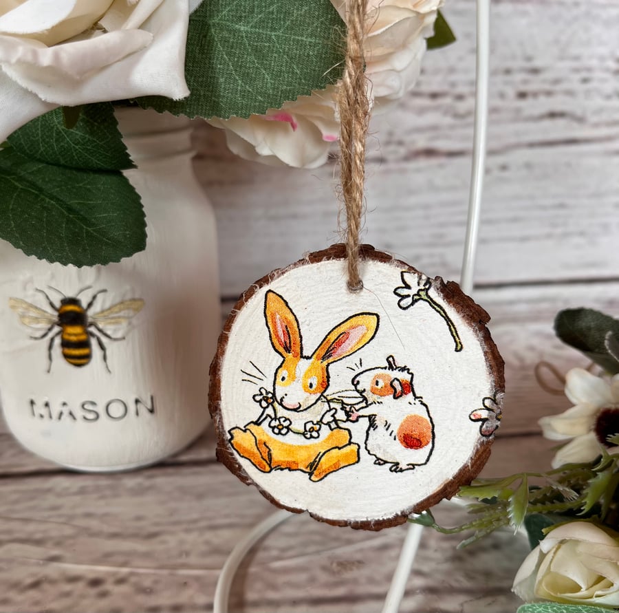 Log slice hanging decoration hanging wood slice decoupaged hearts