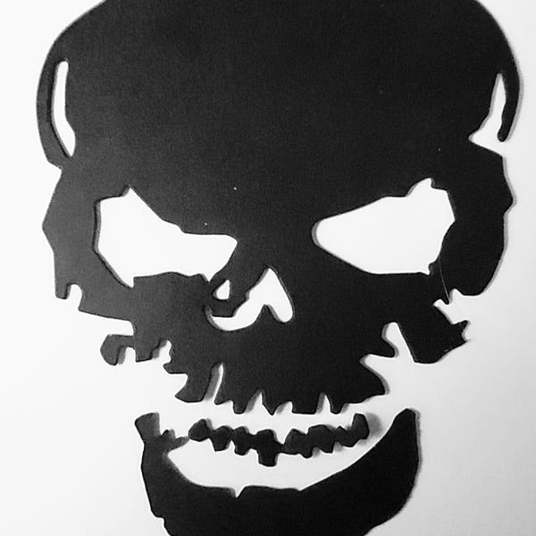 6 x Black Skull Die Cuts. Hallowe'en Cut-Outs  115mm x 80mm