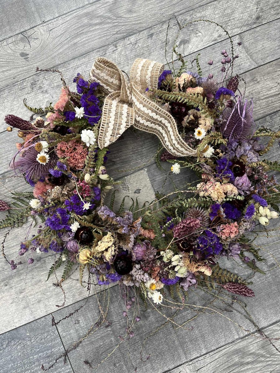 Dried Flower Wreath - Purple