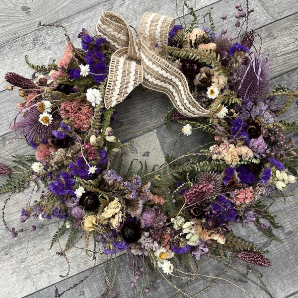 Dried Flower Wreath - Purple