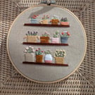 Embroidery Wall Hanging Decoration. Stunning Flower Shop Embroidery in Hoop 18cm