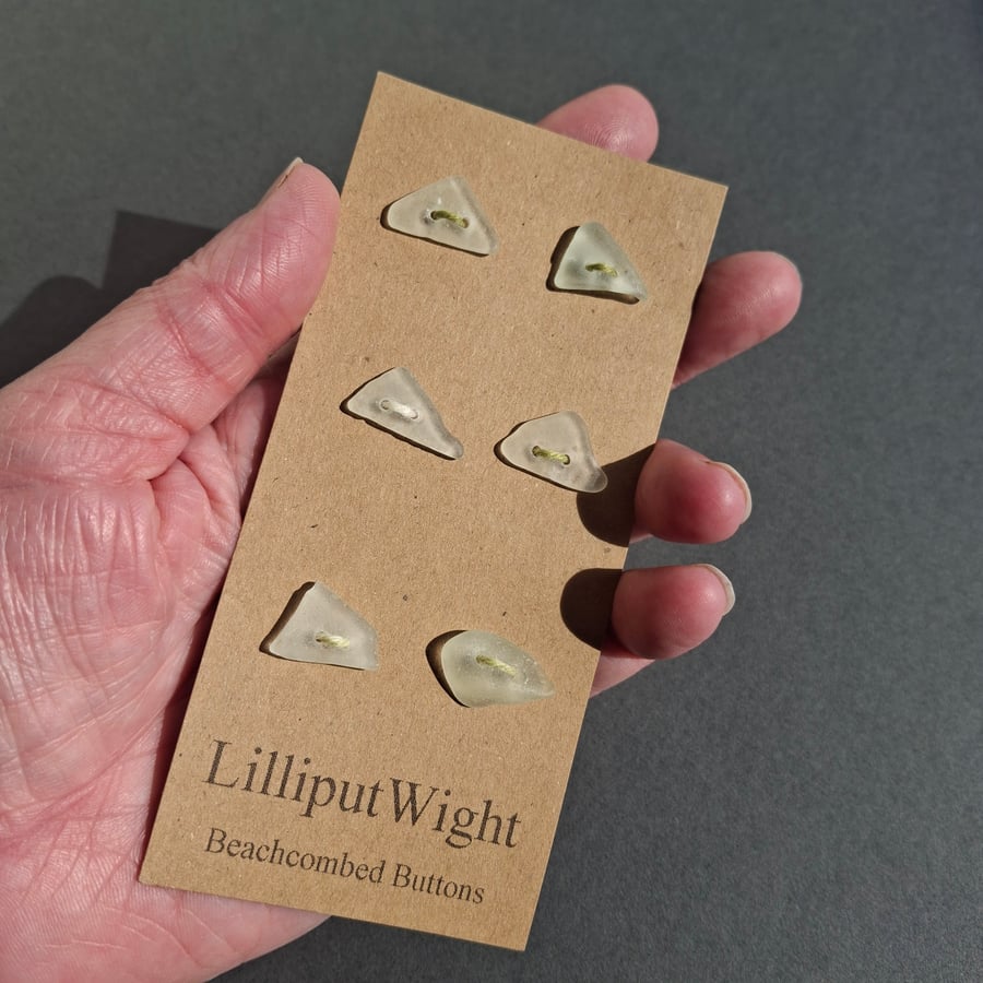 Set of six frosted sea glass buttons