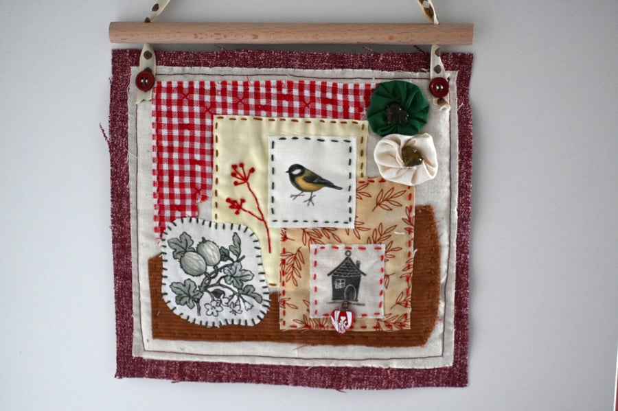 slow stitched blue tit bird hanger