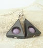 Hematite and lavender jade triangular earrings - Image 3