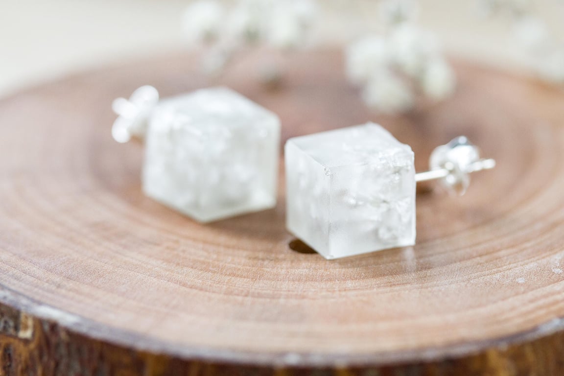 Geometric Earrings Silver Earrings Cube Studs Boho Earrings Boho Jewellery Gifts