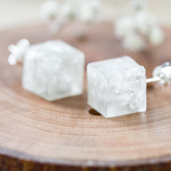 Geometric Earrings Silver Earrings Cube Studs Boho Earrings Boho Jewellery Gifts