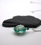 lampwork glass teal green flower pendant necklace - Image 3