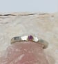 Molten Silver Pink Sapphire Ring - Size H - Image 4