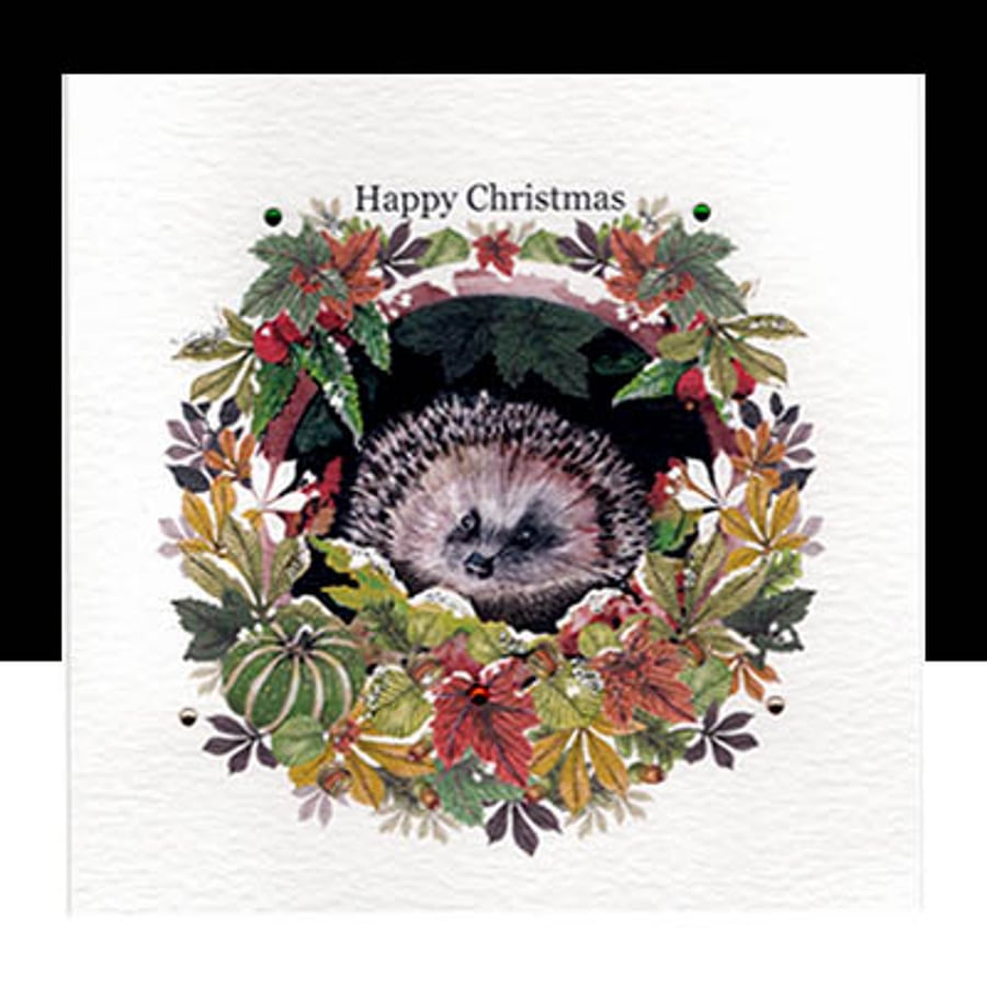 A Luxury Christmas Cosy Hedgehog Garland – Handmade Card