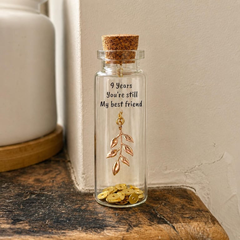 Personalised 9th Willow Anniversary Message Bottle Keepsake