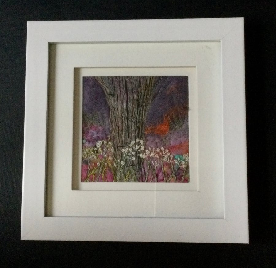 Elderflower and Tree - Felted Art work 