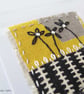 HAND EMBROIDERED GREETING CARD VINTAGE FABRIC DAISIES - Image 2