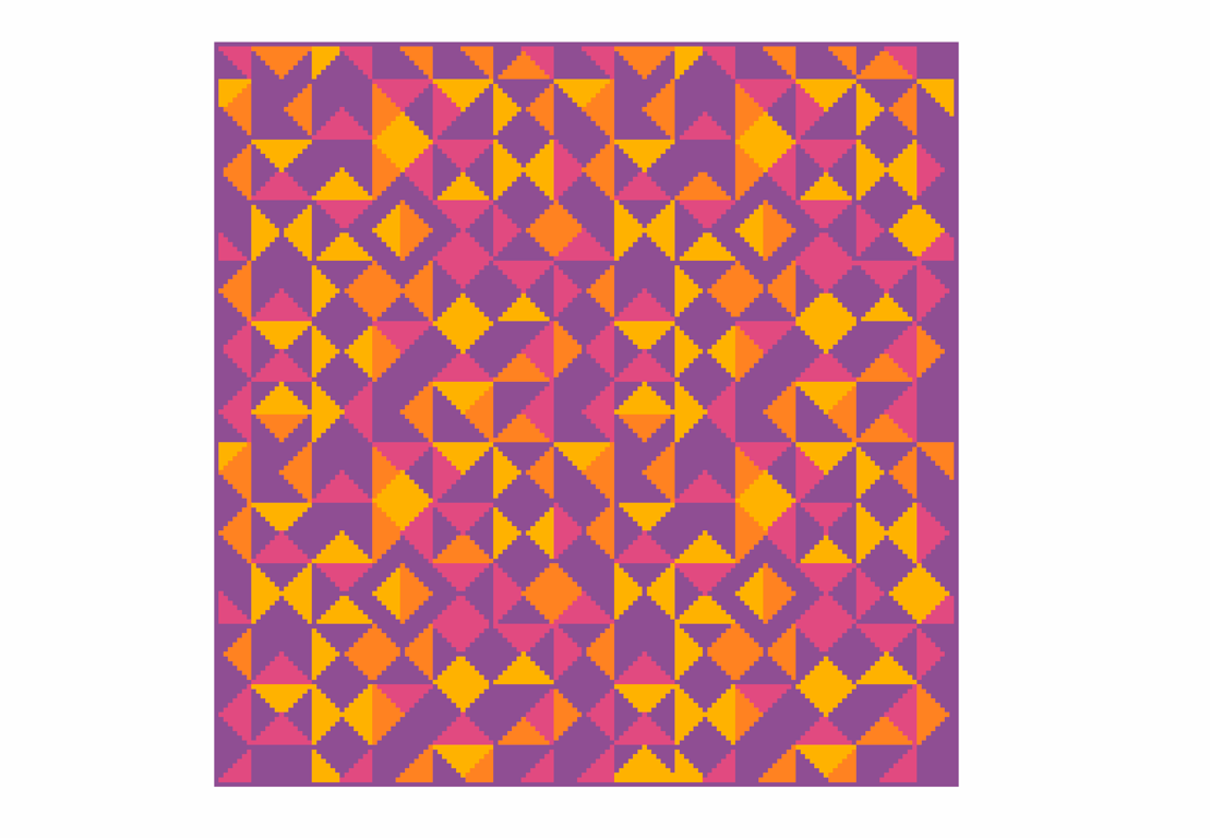 118B - Cross Stitch Pattern Kaleidoscope Geometrical squares Pink Ocean Truchet 