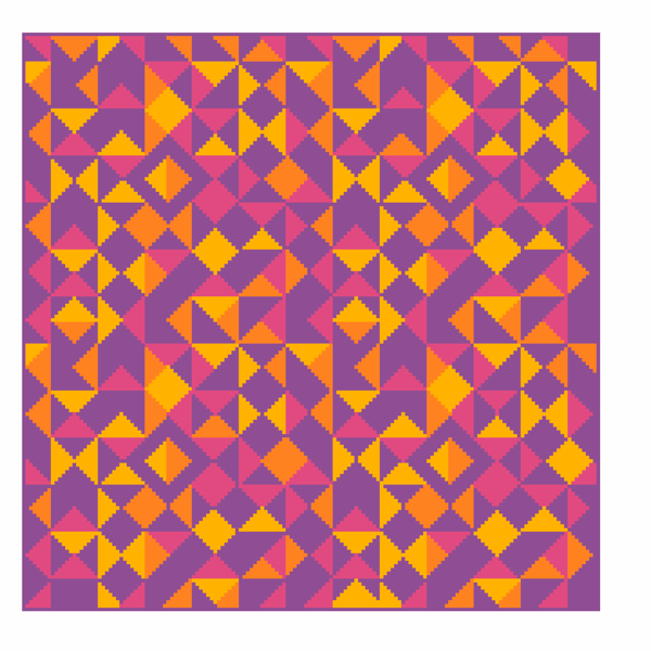 118B - Cross Stitch Pattern Kaleidoscope Geometrical squares Pink Ocean Truchet 