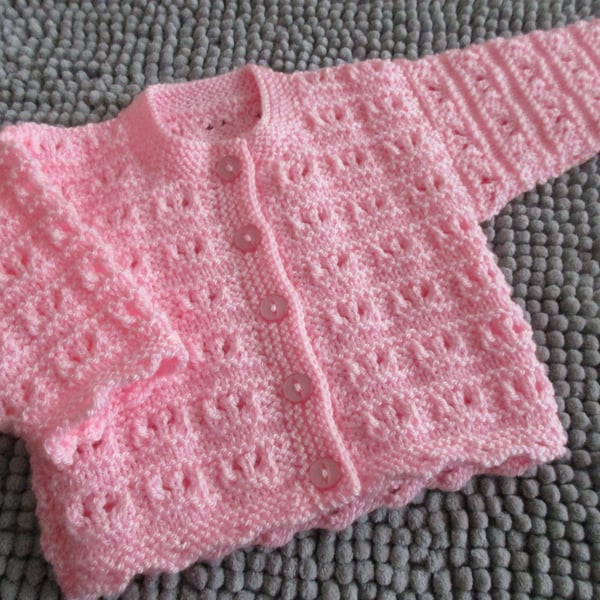 16" Round Neck Pink Baby  Cardigan