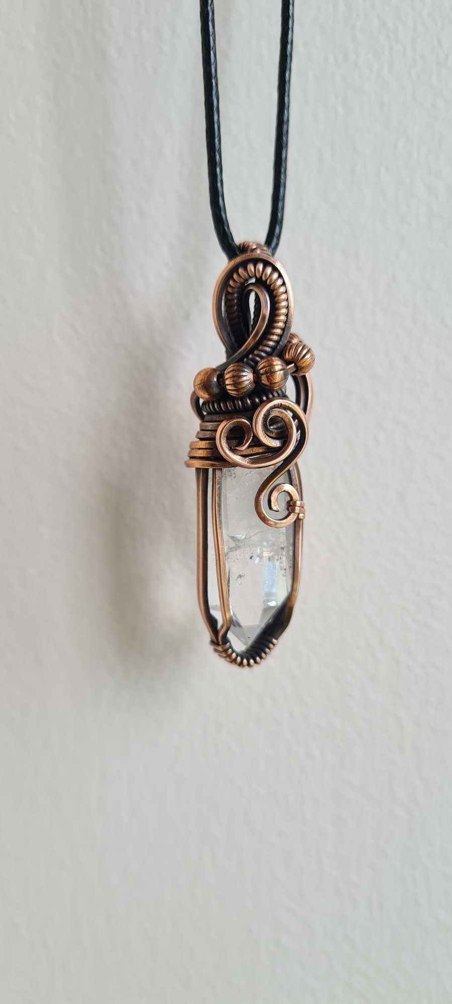 Natural Brandberg Crystal & Copper Necklace Pendant Gift Jewellery Jewelry