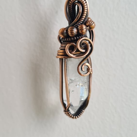 Natural Brandberg Crystal & Copper Necklace Pendant Gift Jewellery Jewelry