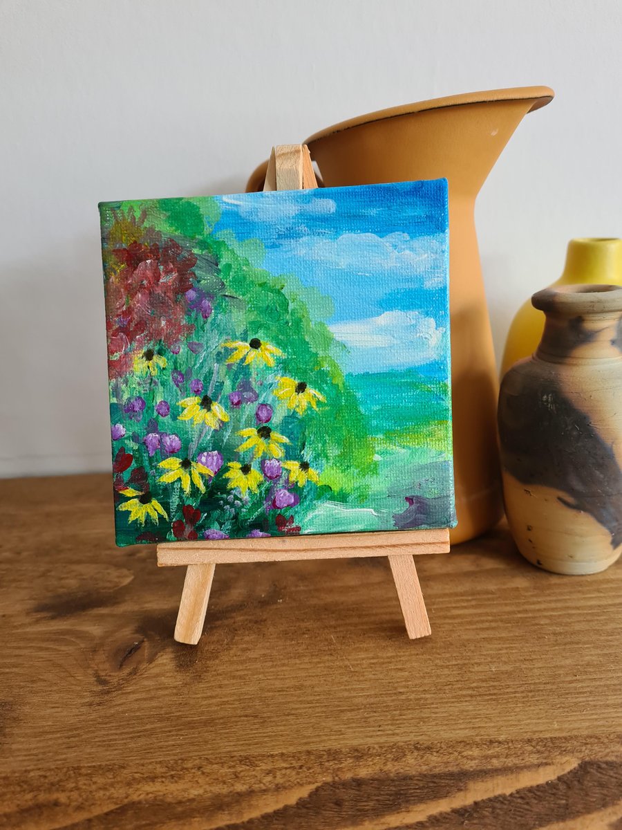 Flower mini canvas painting original art acrylic painting home decor