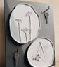 Botanical Plaster Cast Key Holder, Handmade Wall Art with Hooks, Organic Entrywa