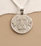 Hand Engraved Labrador Sterling Silver Pendant, Recycled Pet Portrait Necklace ( - Image 1