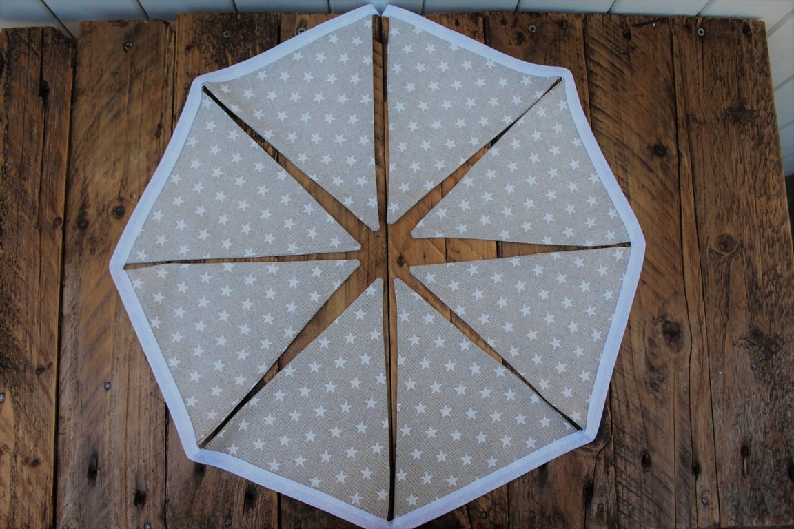 White Star & Linen Look Fabric Bunting