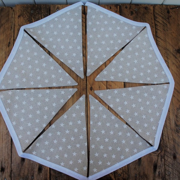 White Star & Linen Look Fabric Bunting