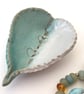 Ring, earring dish, pottery, giftware, turquoise, white, home decor - Image 1