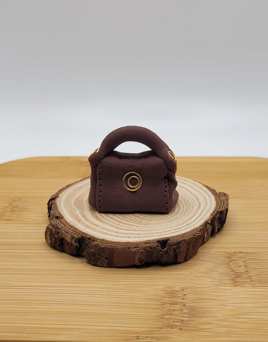 Handmade Polymer Clay Handbag, Miniature Dollhouse Accessory, 1:12 Scale Purse