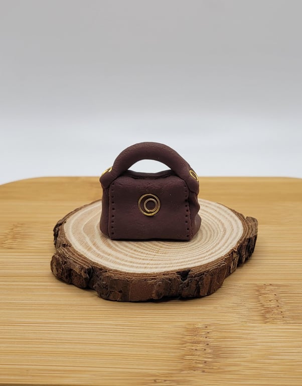 Handmade Polymer Clay Handbag, Miniature Dollhouse Accessory, 1:12 Scale Purse