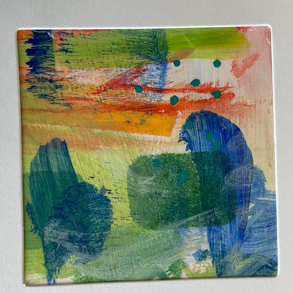 Original Painted Greetings Card, small artwork for framing.