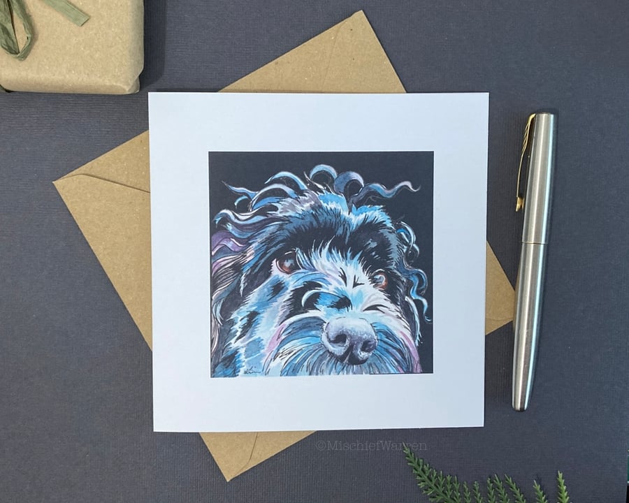 Black Cockapoo Card - Blank for any occasion.