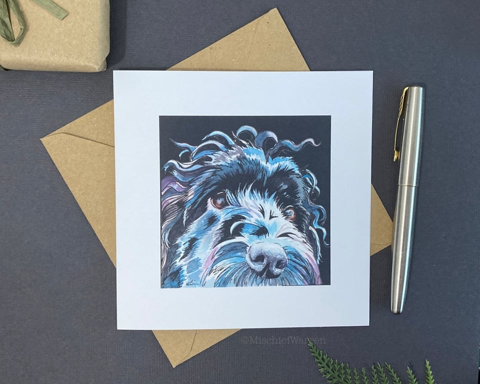 Black Cockapoo Card - Blank for any occasion.