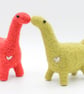 Dinos in Love - Pair of Handmade Needle Felted Dinosaurs Decoration Anniversary  - Image 4
